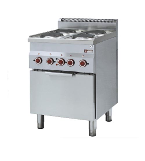 Range 4 hobs and electric convection oven GN 2/3