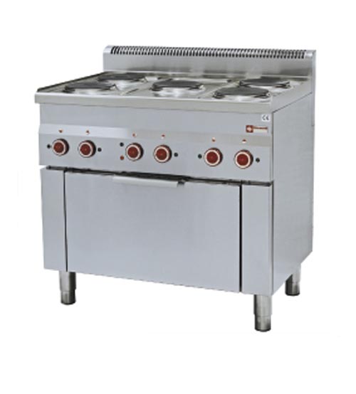 Range 5 hobs and electric convection oven GN 1/1